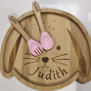 Assiette et couverts en bois