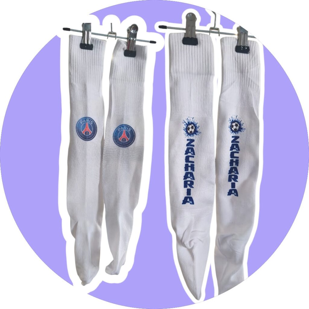 chaussettes de foot personnalisées avec prénom et logo