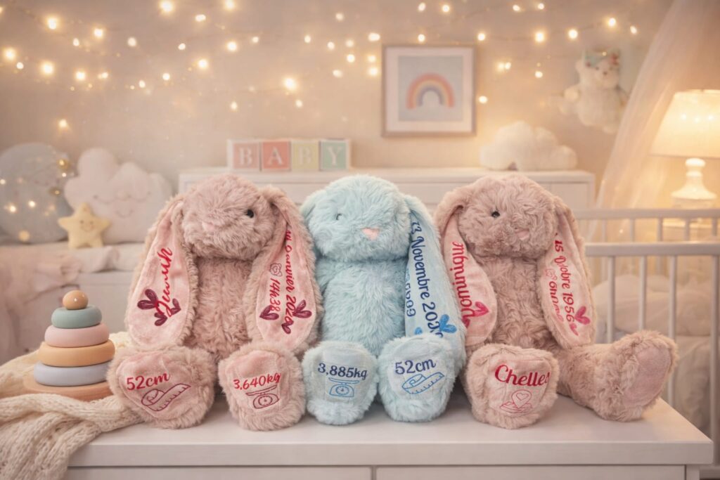 doudou personnalisé avec prénom bébé couleurs disponibles
